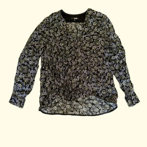 Slate & Willow Long Sleeve Faux Wrap Floral Blouse Plunge Top Women’s Size S RTR